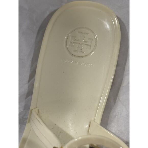 TORY BURCH IVORY MINI MILLER JELLY THONG SANDALS SIZE 9 W/ DUST BAG - Picture 3 of 7